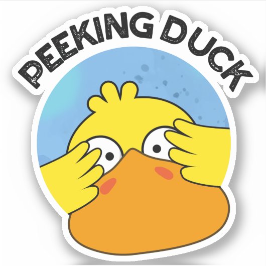 Peeking Duck Funny Animal Disc Pun Aufkleber (Vorderseite)