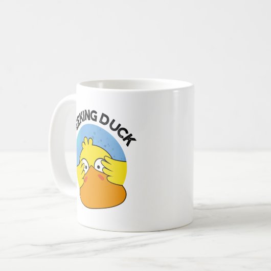 Peeking Duck Funny Animal Disc Pun Kaffeetasse (Vorderseite Links)