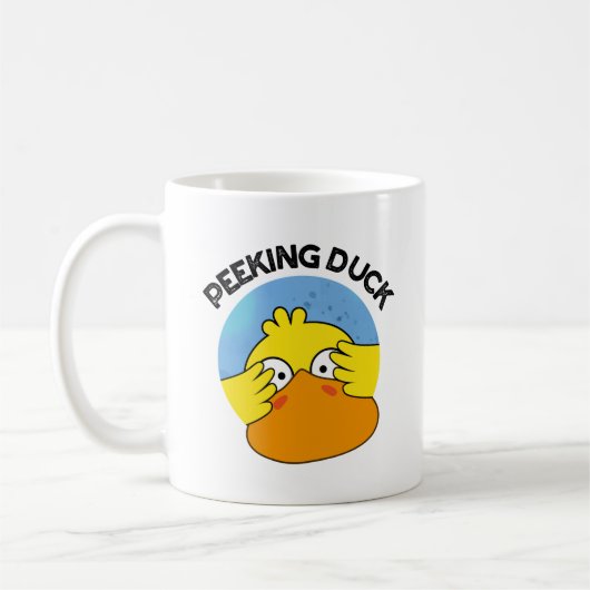 Peeking Duck Funny Animal Disc Pun Kaffeetasse (Links)