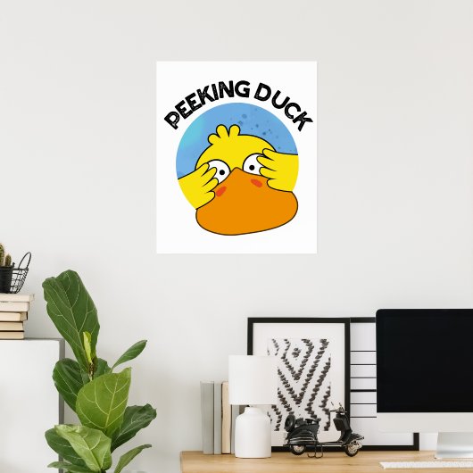 Peeking Duck Funny Animal Disc Pun Poster (Heimbüro)