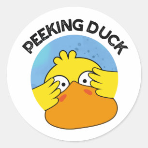 Peeking Duck Funny Animal Disc Pun Runder Aufkleber