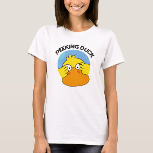 Peeking Duck Funny Animal Disc Pun T-Shirt