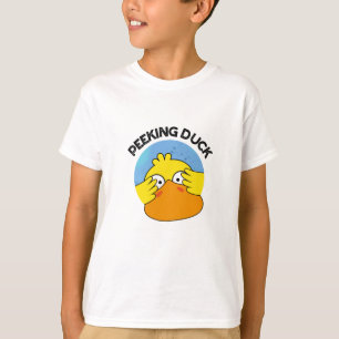 Peeking Duck Funny Animal Disc Pun T-Shirt