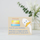 Peeking Duck Happy Birthday Postcard Postkarte (Stehend Vorderseite)