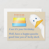 Peeking Duck Happy Birthday Postcard Postkarte (Vorne/Hinten)