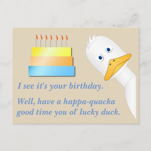 Peeking Duck Happy Birthday Postcard Postkarte (Vorderseite)