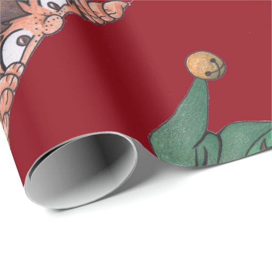 Peeking Elf Holiday Geschenkpapier (Rolleneckpunkt)