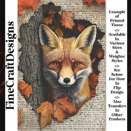 Peeking Fox Herbstleaves Ephemera BK5 Decoupage Seidenpapier