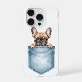 Peeking French Bulldog Pocket Phone Case iPhone 15 Pro Hülle