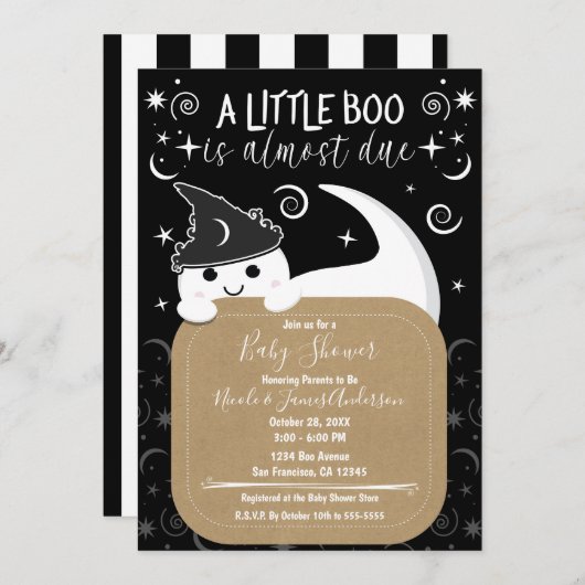 Peeking Ghost Hexenhimmel Halloween Boo Babydusche Einladung (Vorne/Hinten)