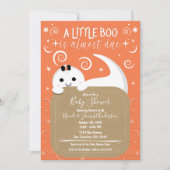 Peeking Girl Ghost Orange Halloween Babydusche Einladung (Vorderseite)