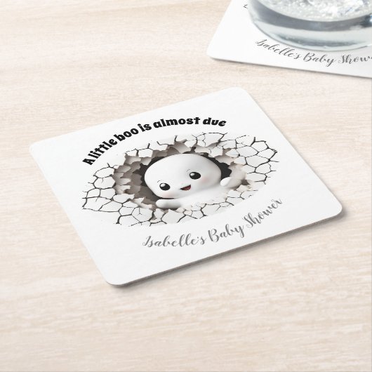 Peeking Little Boo Ghost Baby Duschpapier Unterset Rechteckiger Pappuntersetzer (angewinkelt)