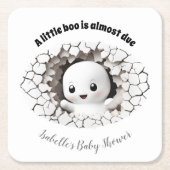 Peeking Little Boo Ghost Baby Duschpapier Unterset Rechteckiger Pappuntersetzer (Vorderseite)