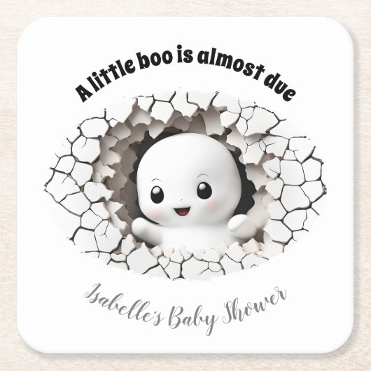 Peeking Little Boo Ghost Baby Duschpapier Unterset Rechteckiger Pappuntersetzer (Vorderseite)