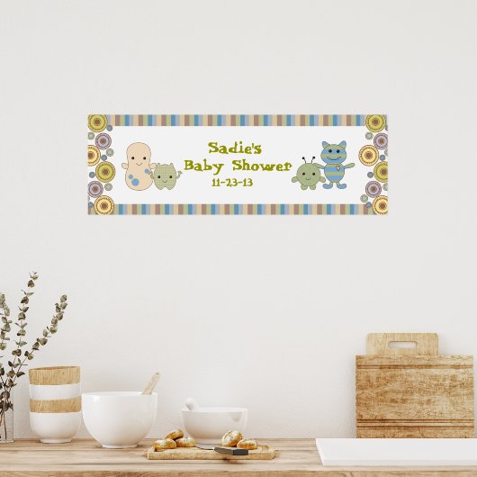 Peeking Monsters Baby Shower Banner Poster (Küche)