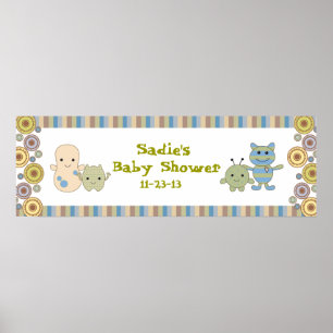 Peeking Monsters Baby Shower Banner Poster