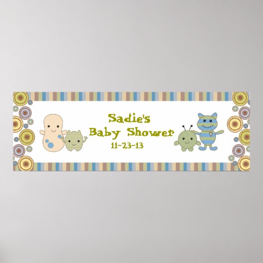 Peeking Monsters Baby Shower Banner Poster (Vorne)