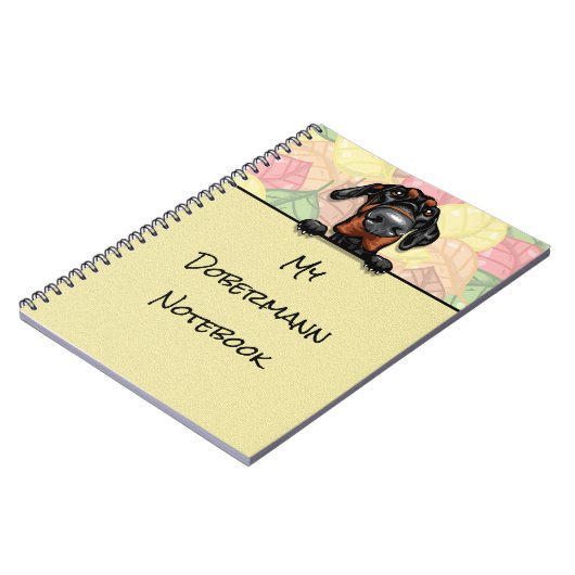 Peeking Niedlich Dobermann Notebook Notizblock (Linke Seite)