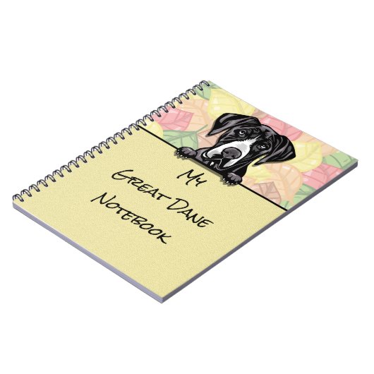 Peeking Niedlich Great Dane Notebook Notizblock (Linke Seite)