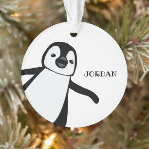 Peeking niedlichen Pinguin Schwarz-weiß Personalis Ornament