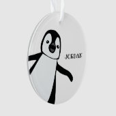 Peeking niedlichen Pinguin Schwarz-weiß Personalis Ornament (Vorderseite)