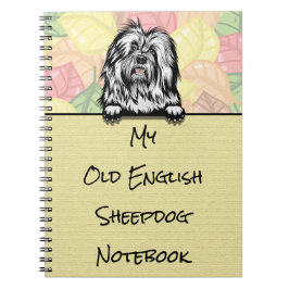 Peeking Niedliches Old English Sheepdog Notebook Notizblock