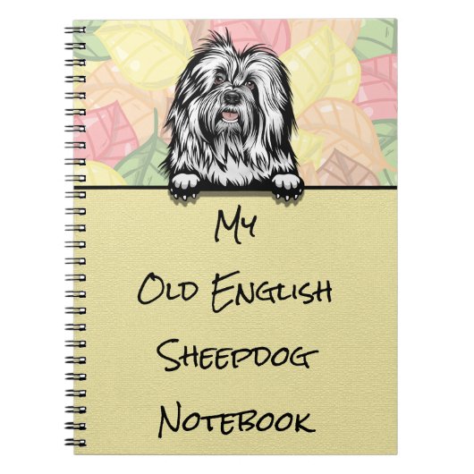 Peeking Niedliches Old English Sheepdog Notebook Notizblock (Vorderseite)
