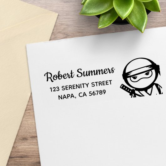 Peeking Ninja Return Address Gummistempel