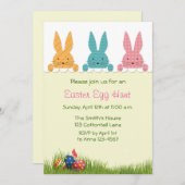 Peeking Oaster Bunnies, Ei-Jagd Einladung (Vorne/Hinten)