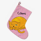 Peeking Orange Cat Großer Weihnachtsstrumpf (Vorderansicht (hängend))