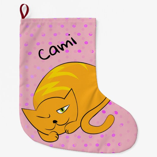 Peeking Orange Cat Großer Weihnachtsstrumpf (Vorderseite)