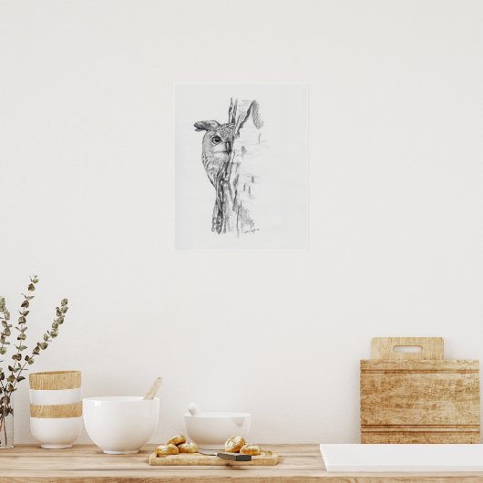 Peeking Owl" Poster (Küche)