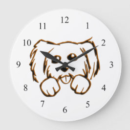 Peeking Puppy Dog Große Wanduhr