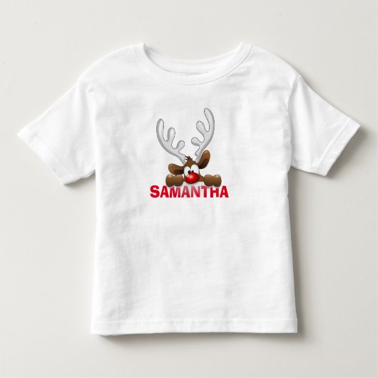 Peeking Reindeer Kleinkind Fine Jersey T - Shirt (Vorderseite)