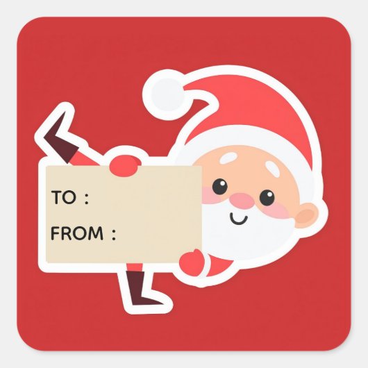 Peeking Santa Christmas Gift Sticker (Vorderseite)