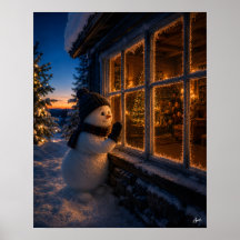 Peeking Snowman at the Window