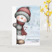 Peeking Snowman Thinking of You Winter Hugs Karte (Gelbe Blume)