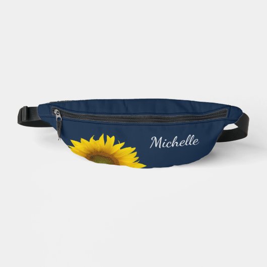 Peeking Sonnenblume Botanische Marine Blau Bauchtasche (Vorderseite)