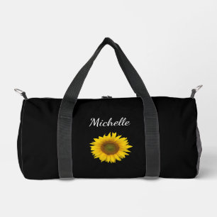 Peeking Sonnenblumen Elegantes botanisches Schwarz Duffle Bag