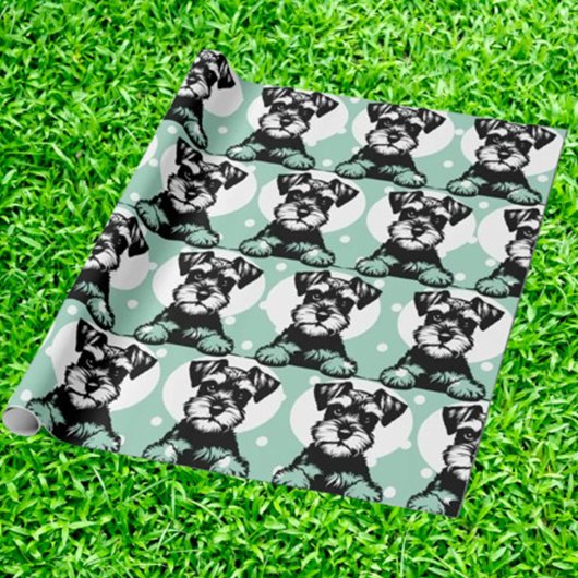 Peeking Terrier Green Personalisiert Theme Geschenkpapier