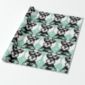Peeking Terrier Green Personalisiert Theme Geschenkpapier (Ungerollt)