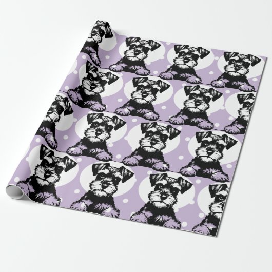 Peeking Terrier Lila Personalisiertes Thema Geschenkpapier (Ungerollt)