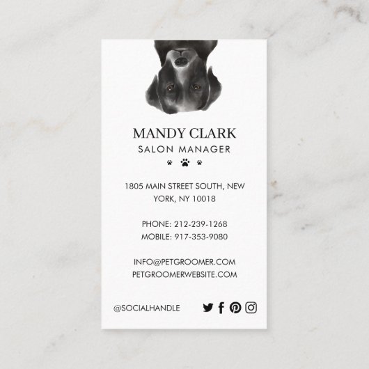 Peeking Wasserfarbe Hunde Pet Care Grooming & Salo Visitenkarte (Rückseite)