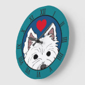 Peeking Westie mit Herz Große Wanduhr (Winkel)