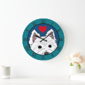 Peeking Westie mit Herz Große Wanduhr (Zuhause)