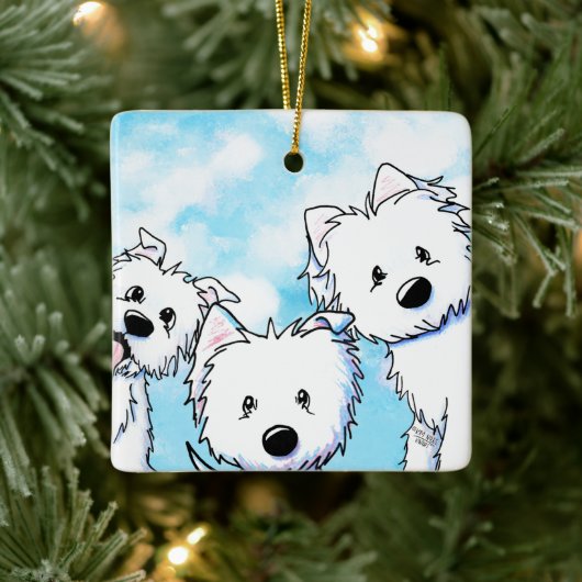 Peeking Westies Keramikornament (Baum)