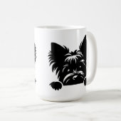 Peeking Yorkie Black and White Kaffeetasse (VorderseiteRechts)