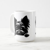 Peeking Yorkie Black and White Kaffeetasse (Vorderseite Links)