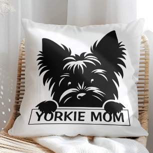 Peeking Yorkie Black Silhouette Yorkie Mama Kissen