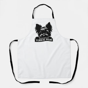 Peeking Yorkie Black Silhouette Yorkie Mama Schürze